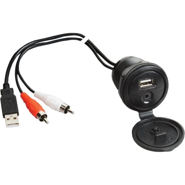 USB Interface and 1/8in. Auxiliary Input Jack