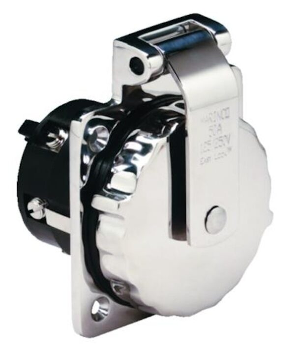 50A 125/250V Stainles Steel Power Inlet w/o Rear Safety Enclosure